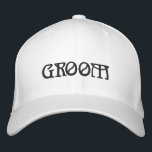 Groom Schwarz & Weiß elegante Hochzeit Bestickte Baseballkappe<br><div class="desc">Groom schwarz Text weiß elegant stilvolle schicke Stickerei Baseball Cap. Erhältlich in vielen Farben und Stilvarianten.</div>