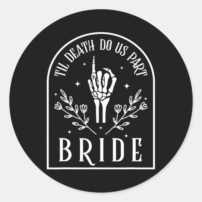 Groom Skeleton Gothic Halloween Verlobung Hochzeit Runder Aufkleber (Vorderseite)