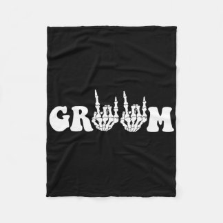 Groom Skeleton Gothic Halloween Wedding Bachelor P Fleecedecke