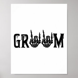 Groom Skeleton Hand Bride Halloween Bachel Poster