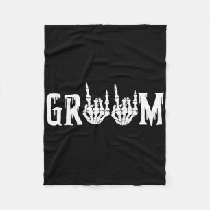 Groom Skeleton Rock Hand Halloween Bachelo Fleecedecke