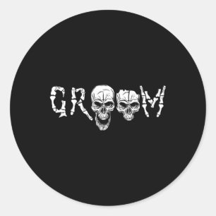 Groom - Skeleton-Skull-Halloween-Bachelor Runder Aufkleber
