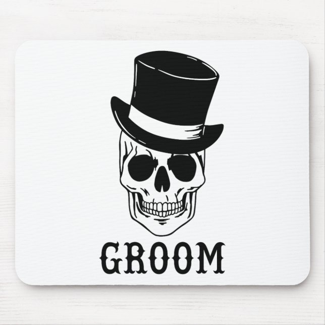 Groom Skull mit Hat Bride Halloween Wedding Bache Mousepad (Vorne)