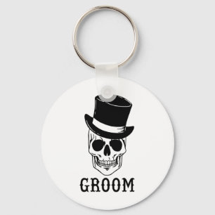 Groom Skull mit Hat Bride Halloween Wedding Bache Schlüsselanhänger
