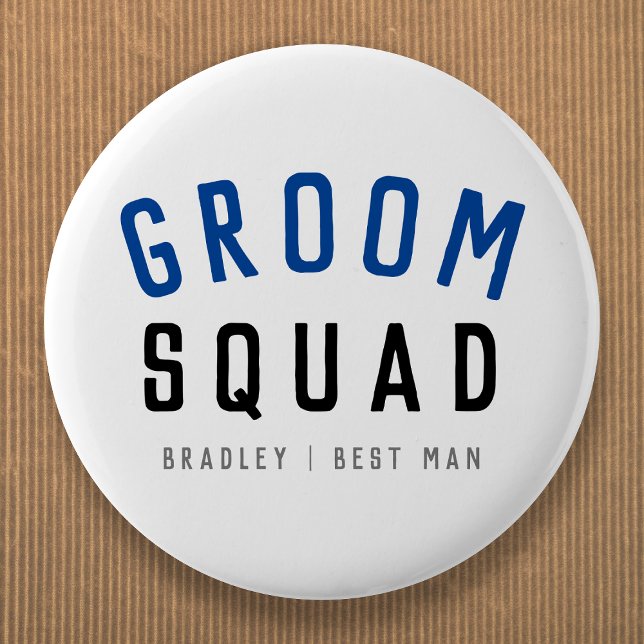 Groom Squad | Moderner Bachelor Trauzeuge Stilvoll Button (Von Creator hochgeladen)