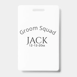 Groom squad name date year bold letter bachelorett ausweis