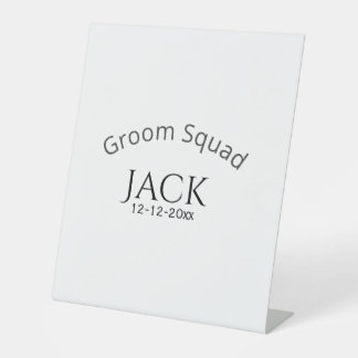 Groom squad name date year bold letter bachelorett sockelschild