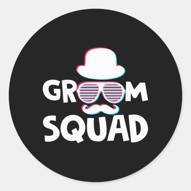 Groom Squad Sonnenbrille Hochzeitsfeier Runder Aufkleber (Vorderseite)