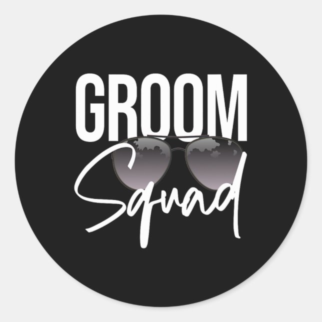Groom Squad Sungles Wedding Matching Bachelor Teil Runder Aufkleber (Vorderseite)