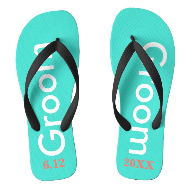 Groom Turquoise Flip Flops (Fußbett)