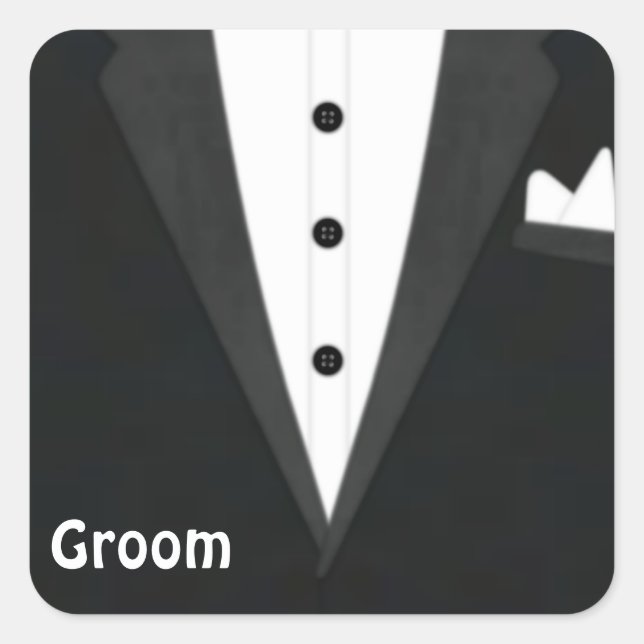 Groom Tux Quadratischer Aufkleber (Vorderseite)
