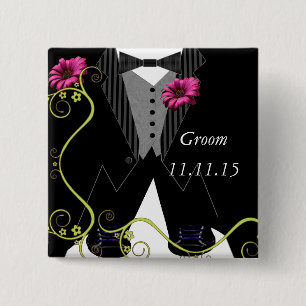 Groom Tuxedo Bow Tie Tennis Shoe Wedding Badges Button