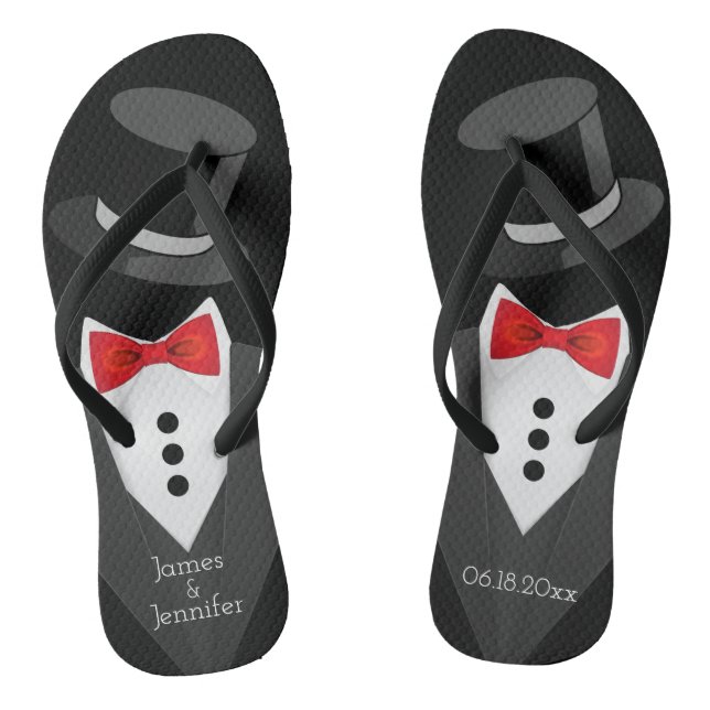 Groom Tuxedo Custom Flip Flops (Fußbett)