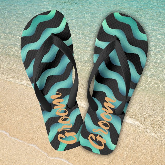 Groom Waves Marine Beach Hochzeiten Flip Flops (Von Creator hochgeladen)