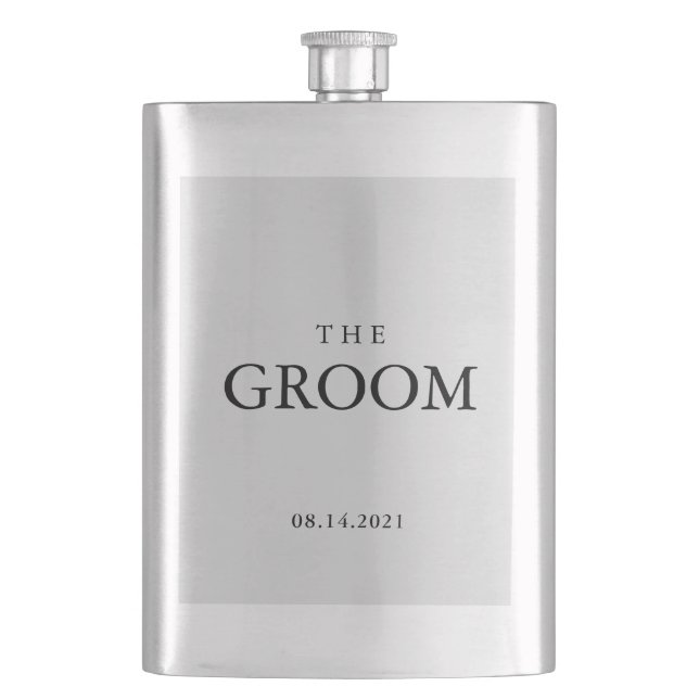 Groom Wedding Simple Classic Black Flachmann (Vorderseite)
