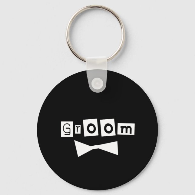 Groom White auf Black Schlüsselanhänger (Vorderseite)