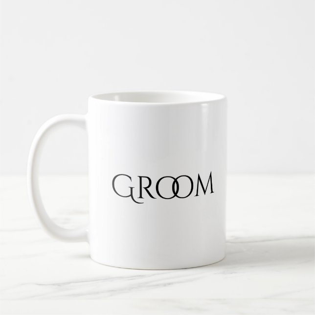 Groom White Black Typografy Wedding Kaffeetasse (Links)
