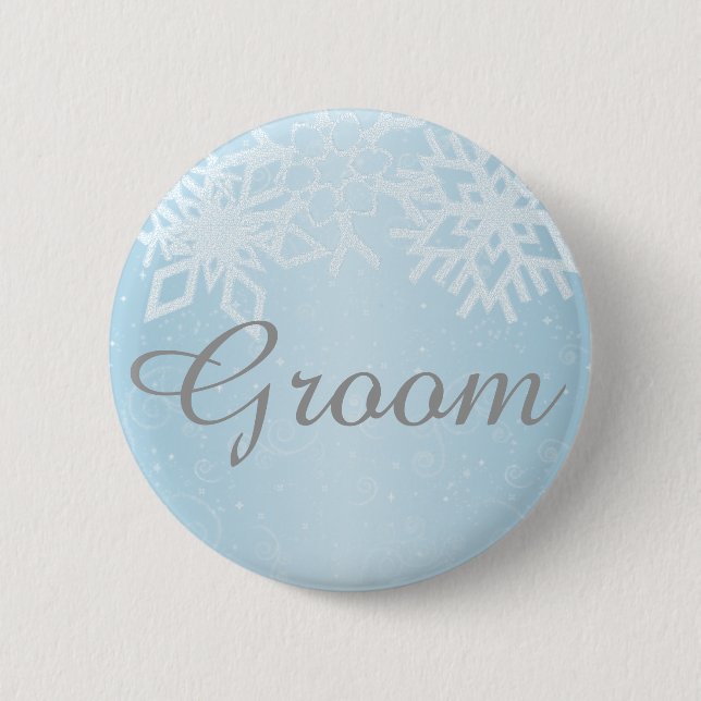 Groom Winter Schneeflocken Button (Vorderseite)