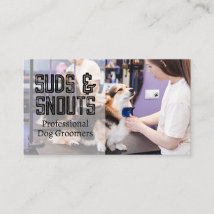 Groomer Brushing Dog Fur Visitenkarte