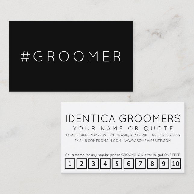 #GROOMER Hashtag Loyalitätskarte Treuekarte (Vorne/Hinten)