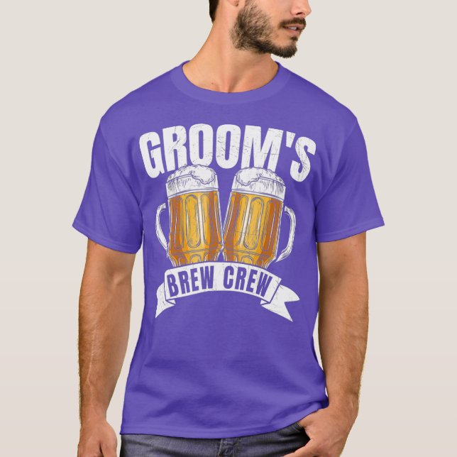 Grooms Brew Crew Funny Group Beer Drinking Team T-Shirt (Vorderseite)