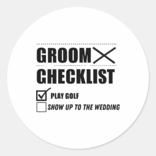 Groom's Checklist Golf Wedding - Funny Bachelor Pa Runder Aufkleber