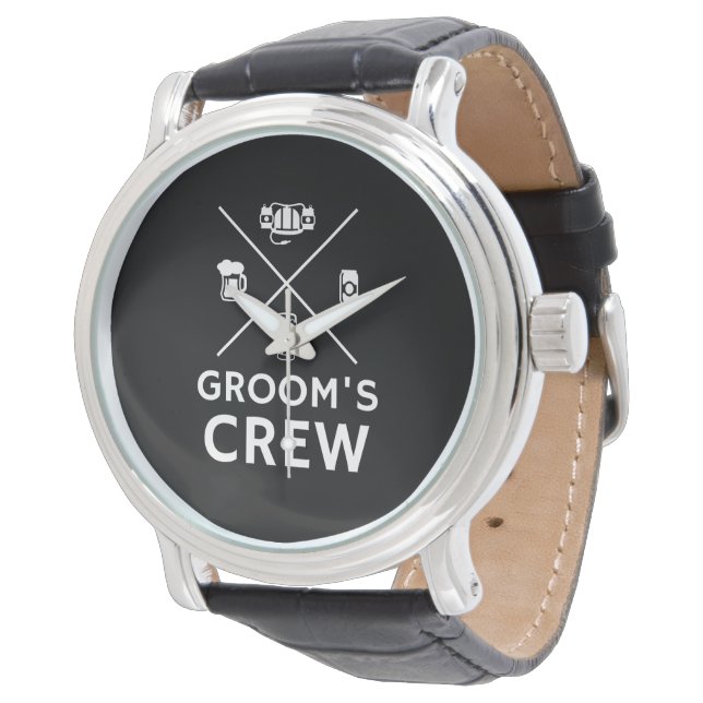 Grooms Crew Trauzeuge Bachelor Party Geschenke Armbanduhr (Schrägansicht)