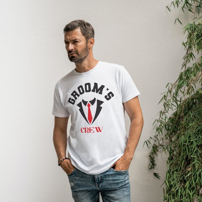 Grooms Crew Trauzeuge Team Bachelor Party T-Shirt (Von Creator hochgeladen)