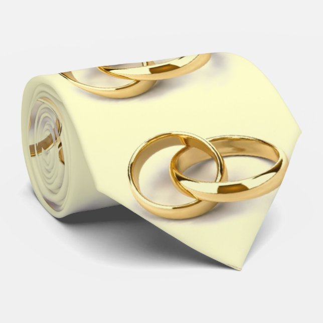 Grooms Gold Wedding Rings Muster Krawatte (Gerollt)