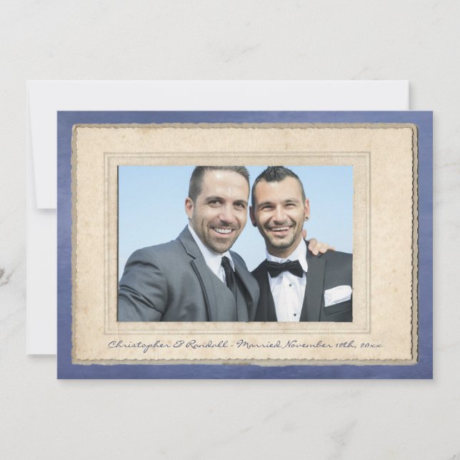 Grooms Husbands Gewerkschaft Gay Wedding Annouceme Einladung (Vorderseite)