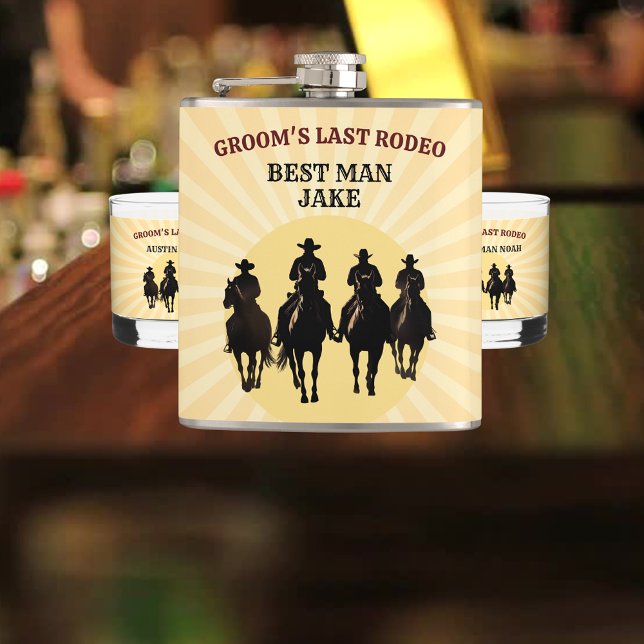 Groom's letzte Rodeo Sunset Trauzeuge Bachelor Par Flachmann (Groom’s Last Rodeo Sunset Best Man Bachelor Party Flask)