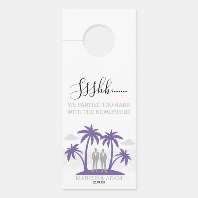 Grooms Lila Beach Wedding Türanhänger (Vorderseite)