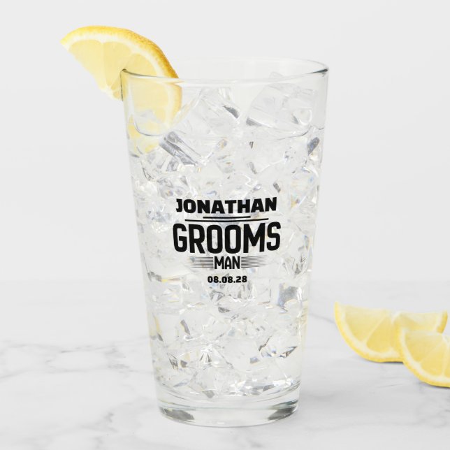 Grooms Man Bachelor Party Gastgeschenk Hochzeit Be Glas (Vorderseite Ice)