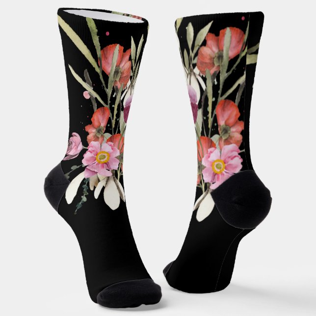 Grooms Pink Wedding Floral Bouquet auf schwarz Socken (Gewinkelt)