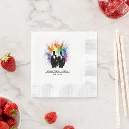 Grooms Rainbow Burst Wedding Serviette