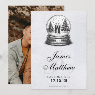 Grooms Snow Globe Save The Date