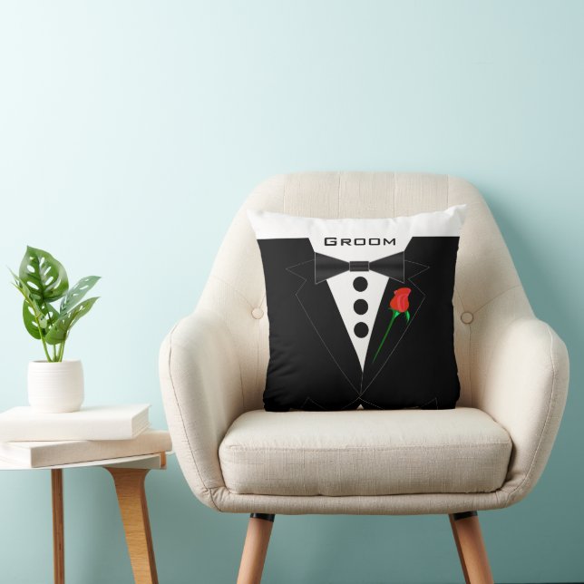 Groom's Tuxedo Schwarze Krawatte Kissen (Stuhl )