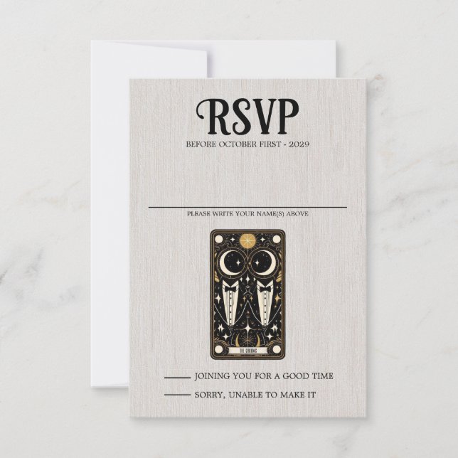 Grooms Wedding Tarot RSVP Karte (Vorderseite)