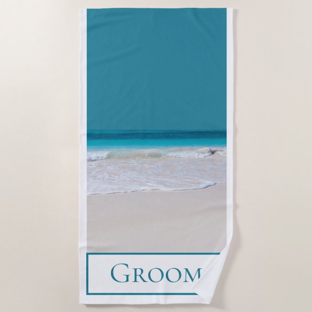 Grooms Weißes Sandstrand Handtuch (Vorderseite)