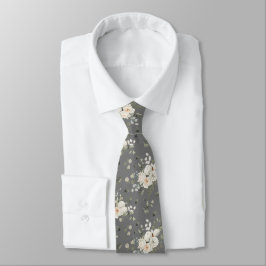 Grooms White Wedding Floral Bouquet auf Gray Krawatte