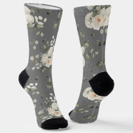 Grooms White Wedding Floral Bouquet auf Gray Socken