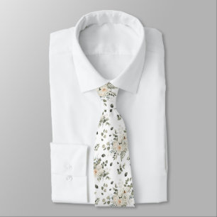 Grooms White Wedding Floral Bouquet Muster Krawatte