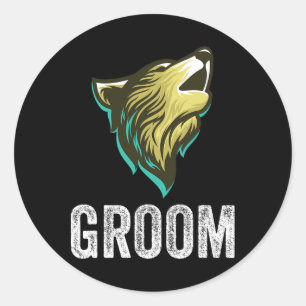 Grooms Wolf Bachelor Wedding Trauzeugen Team Party Runder Aufkleber