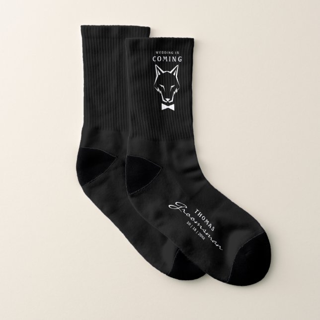 Groomsman Best Man Groom Wolf Black Ring Bearer (Paire)