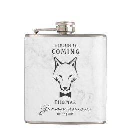 Groomsman Best Man Groom Wolf White Background Flachmann