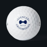 Groomsman Blue Bow Tie Golfball<br><div class="desc">These golf balls are a great favor for the groomsman in your wedding. They feature a blue bow tie with the groomsman's name and the word Groomsman in a modern CAP font along with the wedding date. They'd be great for a bachelor party or weekend. The job title can be...</div>