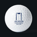 Groomsman Blue Bow Tie With Suspenders Golfball<br><div class="desc">These golf balls are a great favor for the groomsmen in your wedding. If all your wedding party will be wearing suits this design with suspenders and a bow tie in blue would be perfect. Casual yet formal. They will love that they are practical and usable. They'd be great for...</div>