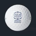 Groomsman Blue Mr & Mrs  Golfball<br><div class="desc">These golf balls are a great favor for the groomsmen in your wedding party. They feature the new couple's married last name and wedding date in blue. With the groomsman's first name in a simple CAP font and the word groomsman also in blue. Groomsman can be changed to Groom, Best...</div>