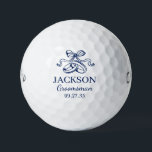 Groomsman Blue Wedding Rings Golfball<br><div class="desc">These golf balls are a great favor for the groomsmen in your wedding party. They feature a pair of wedding rings topped with am elegant bow in blue. With a first name in a traditional CAP font and the job groomsman in a coordinating script font also in blue they're perfect...</div>