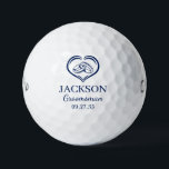 Groomsman Blue Wedding Rings Golfball<br><div class="desc">These golf balls are a great favor for the groomsmen in your wedding party. They feature a pair of wedding rings inside a heart in blue. With a first name in a traditional CAP font and the job groomsman in a coordinating script font also in blue they're perfect for the...</div>